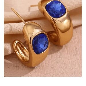Elegant Gold Earrings with Blue Accents